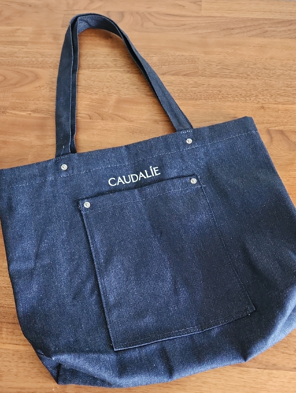 Caudalie Dark Blue Denim Tote with Front Pocket